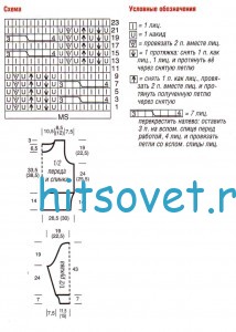 Ажурный джемпер с косами, схемы.