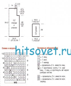 Ажурный пуловер цвета хаки, схема.