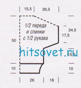 Вязание пуловера из ажурных полос, выкройка.
