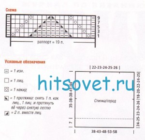 Вязание топа с фантазийным узором, схема.