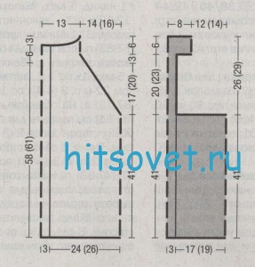 Вязание топа с американской проймой, выкройка.