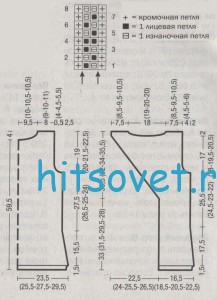 Вязание топа с запахом, схема.