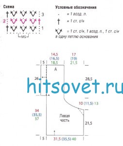 Вязание топа с открытой спиной, схемы.