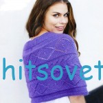 Сиреневое пончо спицами