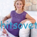 Летняя кофточка спицами с ажурными ромбами