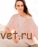 Свободный женский пуловер с вытянутыми петлями
