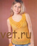 Желтый топ крючком из хлопка
