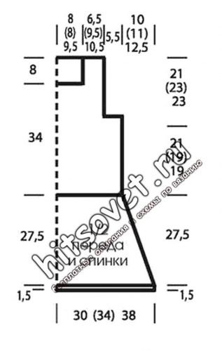 Майка спицами для начинающих, выкройка.