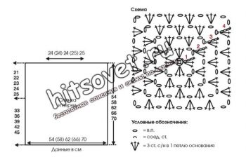 Топ крючком квадрат, схемы.