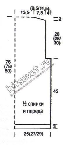 Безрукавка вязаная, выкройка.