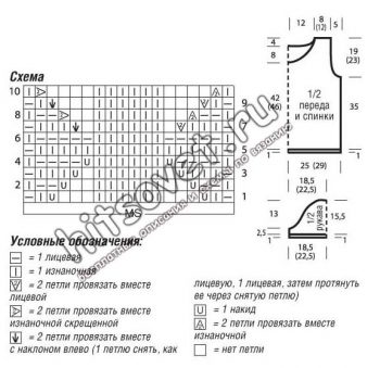 Топ вязаный спицами, схема.