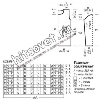 Легкий джемпер спицами, схемы.