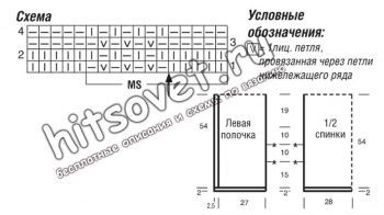 Длинный вязаный жилет, схемы.