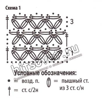 Шарф воротник крючком, схема.