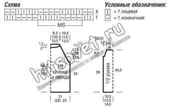 Джемпер с рюшами, схемы.