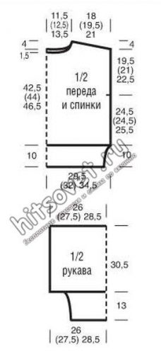 Свитер с широкими рукавами,выкройка.