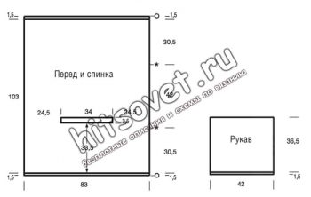 Объемный пуловер, выкройка.