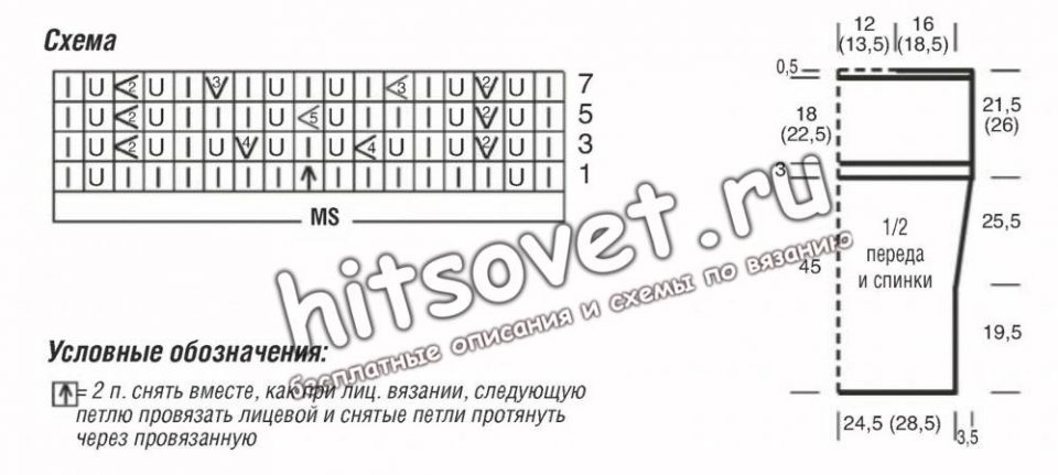 Летняя туника с ажурной кокеткой, схемы.