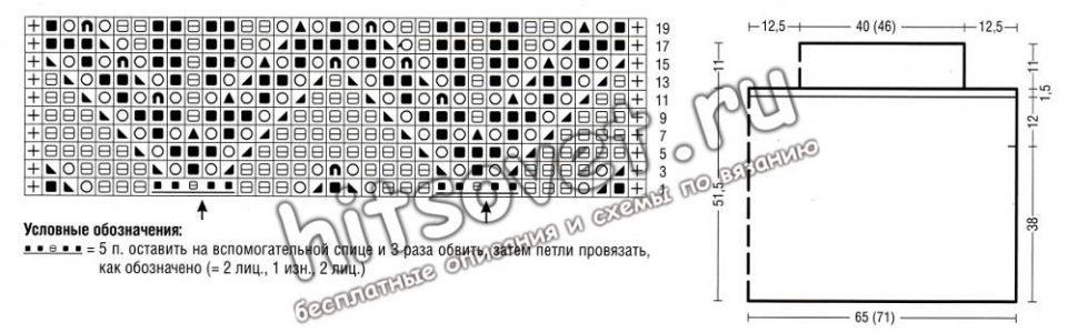 Вязаный кейп с кокеткой, схемы.