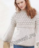 Модный меланжевый пуловер с шишечками