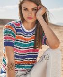 Модный топ в цветную ажурную полоску