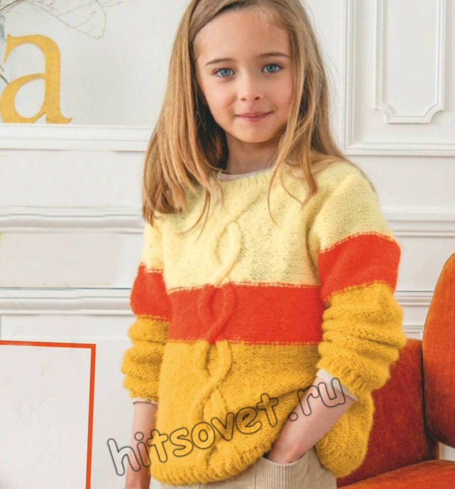 7 моделей пуловера спицами для девочки с описанием, схемами и видео мк