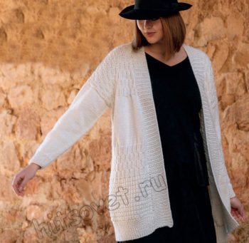 Стильный женский кардиган без застежки спицами