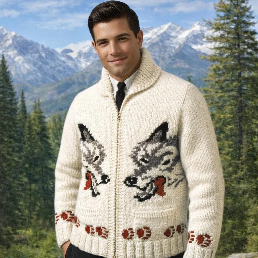 Wolf Cardigan — винтажный кардиган спицами с волками Wolf Cardigan — винтажный кардиган спицами с волками