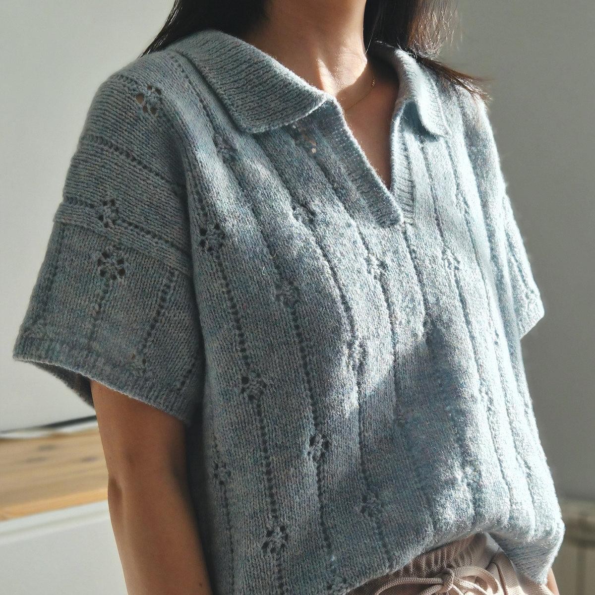 Воздушный топ Cloudy Summer Top спицами описание вязания