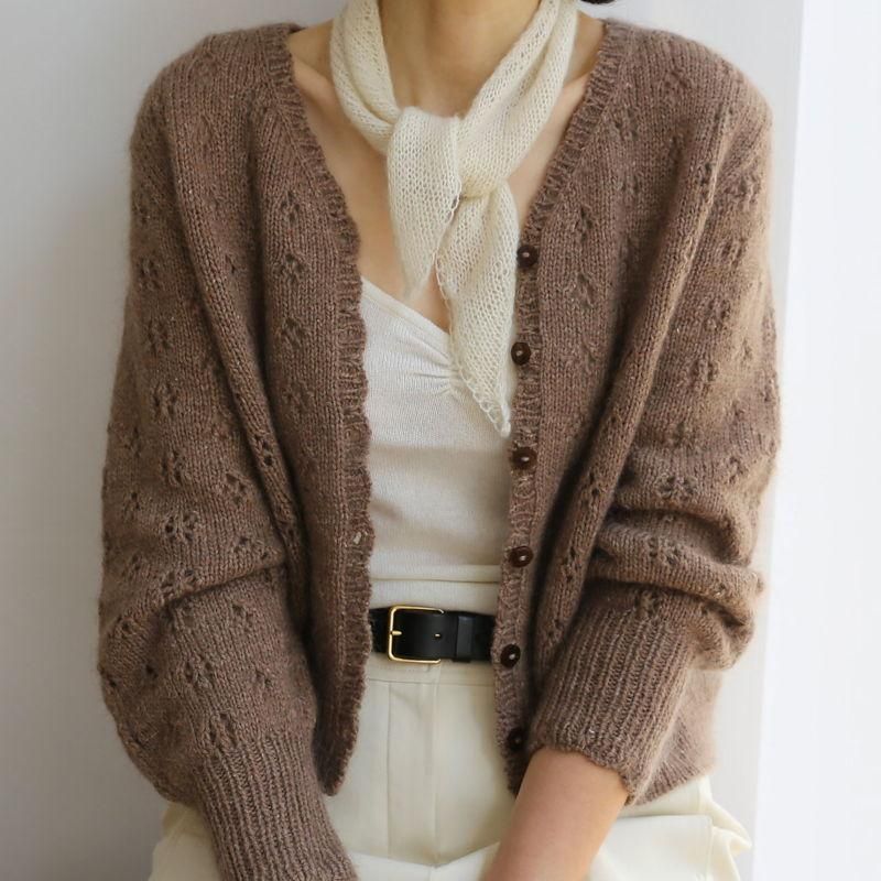 Ажурный кардиган BonBon Cardi Long Sleeve спицами сверху вниз